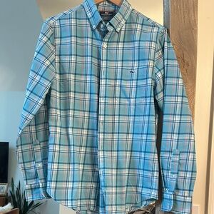 Vineyard Vines Blue and Pink Plaid Button Down Shirt